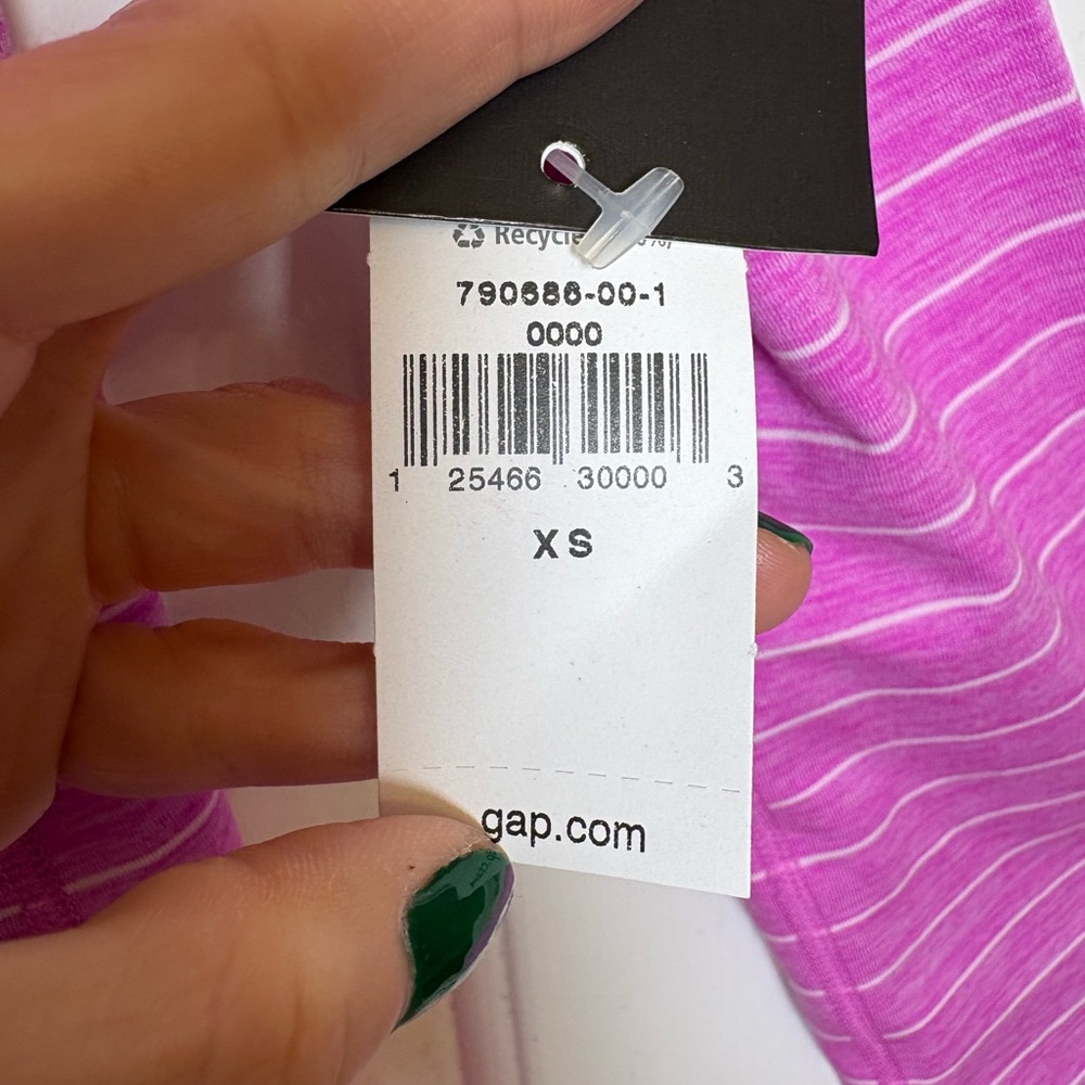 GapFit Hot Pink Stripe Performance Hoodie Athletic Running Yoga XS - Picture 5 of 9